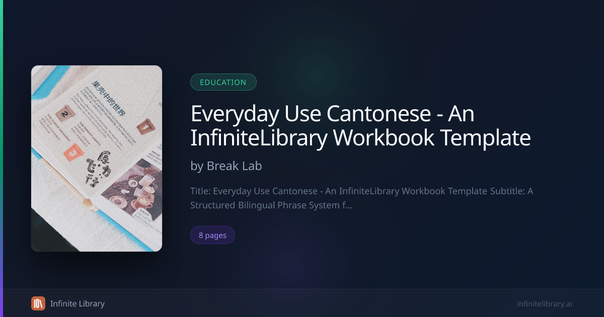 Everyday Use Cantonese - An InfiniteLibrary Workbook Template by Break ...